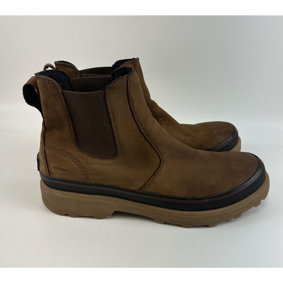 Sorel Caribou Chelsea Boots Pull On Brown Leather Waterproof NO INSERTS Mens 12 main image 13